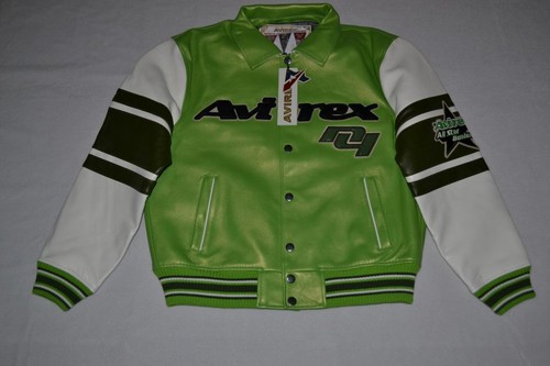 SALE AUTHENTIC Avirex STARS AND STRIPE Leather BOMBER Jacket MENS NEW LIME GREEN - Picture 2 of 7