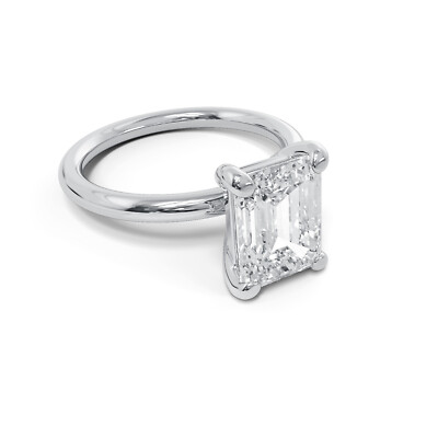 IGI Diamond Engagement Ring VVS2 F Emerald Cut 4 Carat Lab Created Best Price