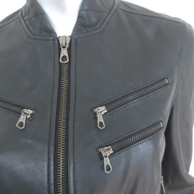 Rag & Bone Leather Quilted-Sleeve Jacket Black Size 6 | eBay