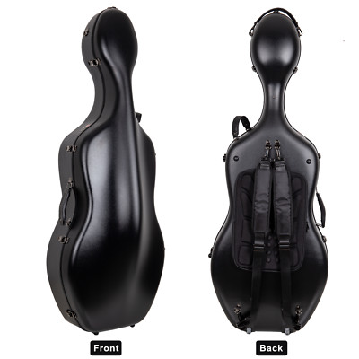 Crossrock Poly Carbon Case fits 4/4 Full Size Cello-with Wheels，Straps-Black