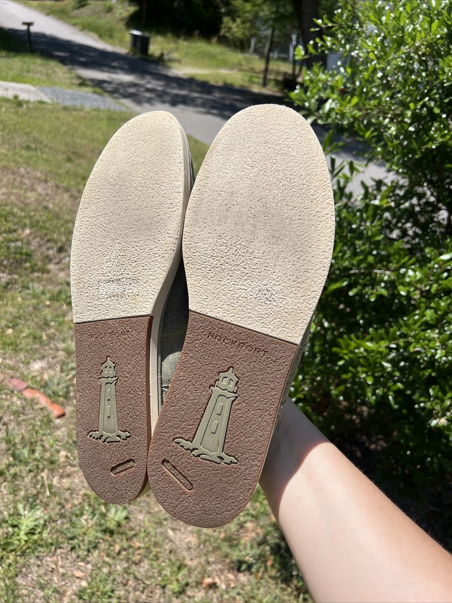 Rockport Austyn Olive Green Canvas Loafers Slip On Shoes Men  display picture 2