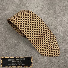 VTG Brooks Brothers Makers Tie Gold Geometric Silk Necktie 3.5" Flaw