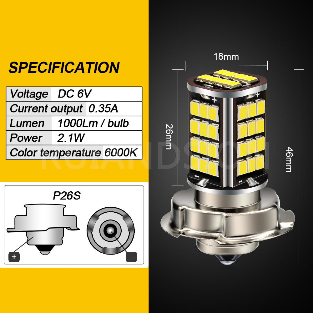Ampoule LED Jaune P26S 2835 30 LED 6V Pour Phare De Scooter/moto - Neuf Sous Blister