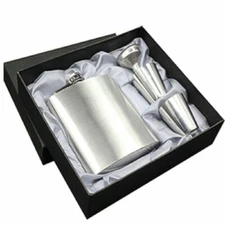 8oz Stainless Steel Liquor Hip Flask & Funnel  with 2Cups set Gift Box free ship