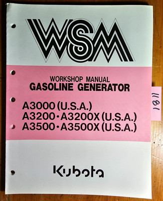 Kubota A3000 A3200 A3200X A3500 A3500X Gas Generator Workshop Service Manual '90