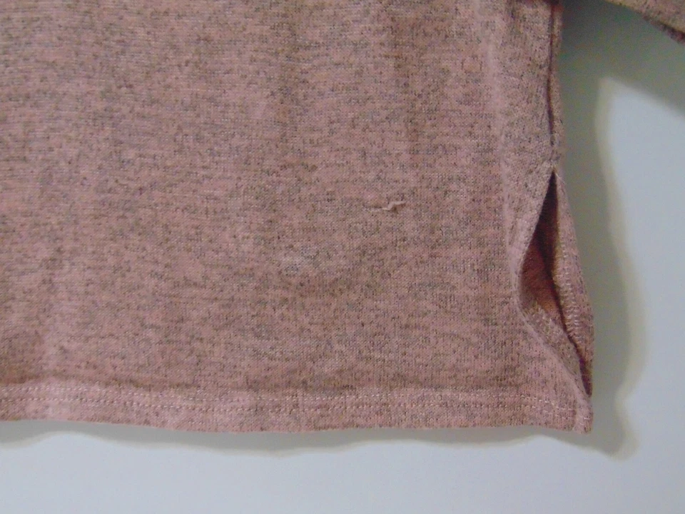 Girls Self Esteem Top Shirt M Pink Gray Sequin Sparkle 3/4" Sleeves Slit Sides - Image 4 of 4