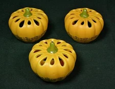 Set Of 3 Encore Group Ceramic Pumpkin Votive Candle Holders New