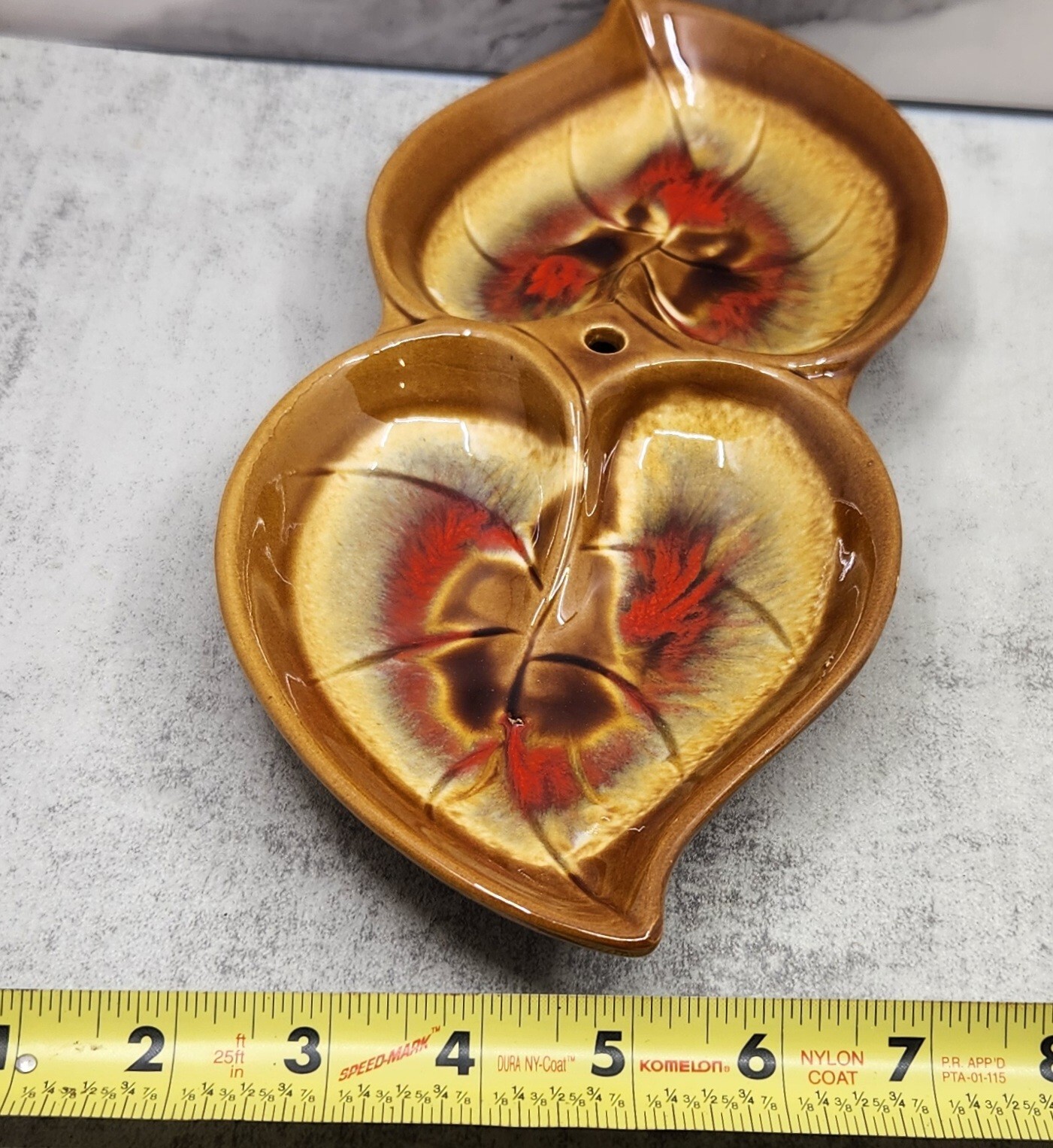Nasco Tid Bit Dish Earthen Two Compartment Japan Leaf Shape