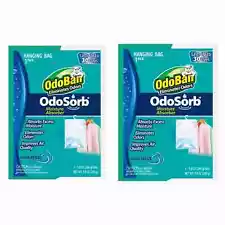 OdoBan Eliminates Odors OdoSorb Moisture Absorber Ocean Breeze Hanging Bags 2 Pk