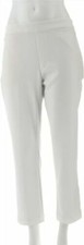 New Susan Graver Lined Pull-On Elastic Waist Zip Pocket Pants White 4P Prettier
