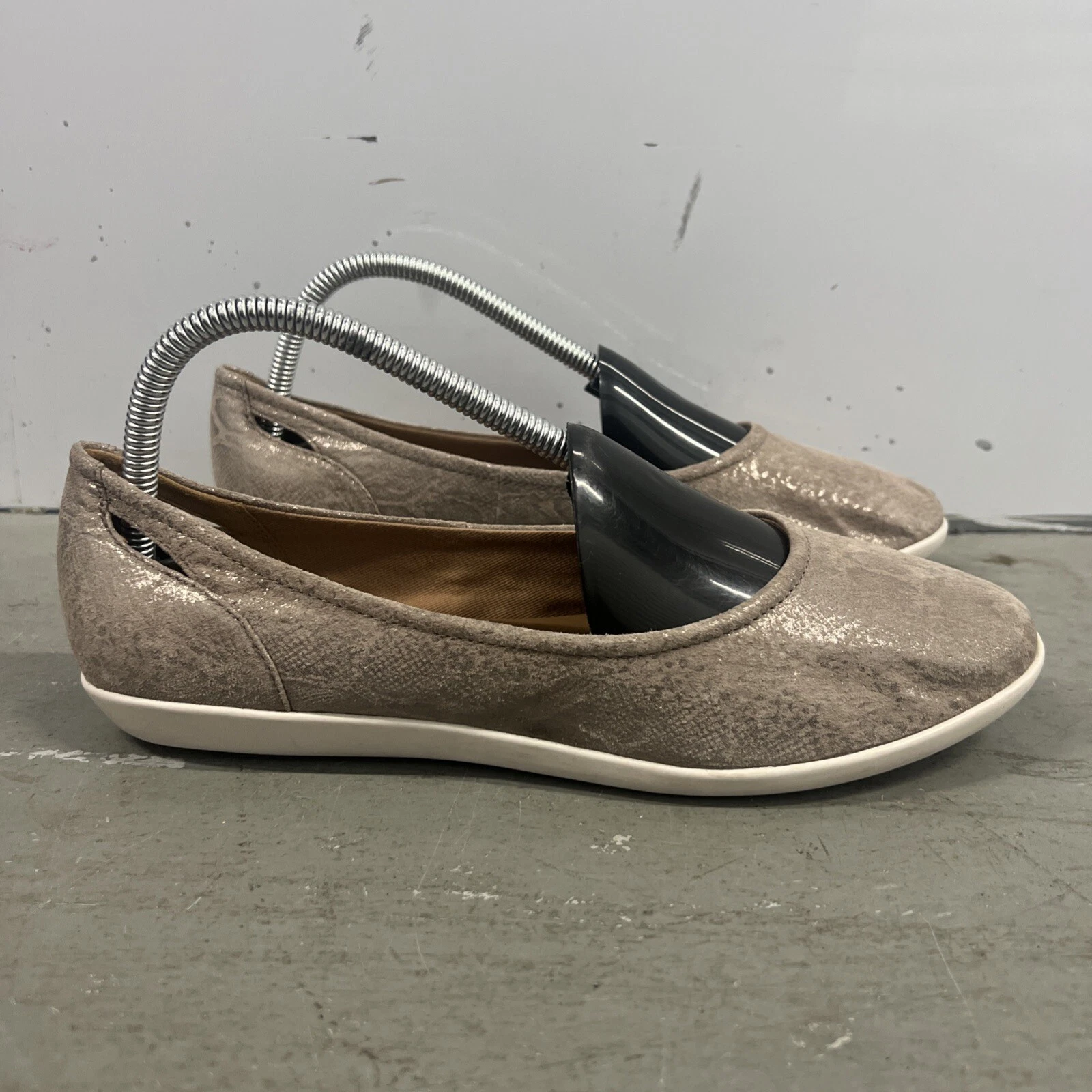 Clarks Donna 8 5 Grigio Beige Helina Alessia Slip On Snake Cuscino Comfort