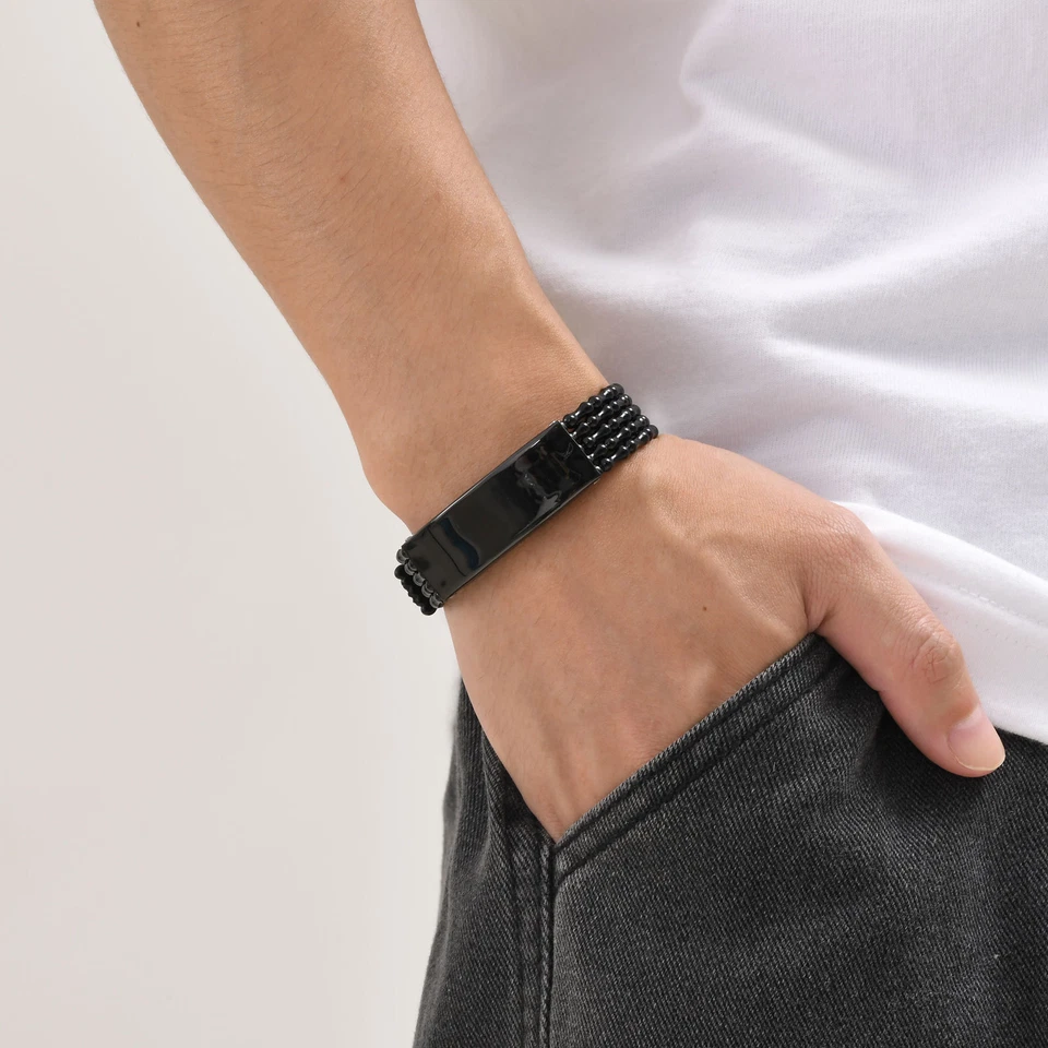 15.8mm Stainless Steel + Plastic Bangle Bracelet Mens Women's Wristband 16-20cm - Image 4 of 4