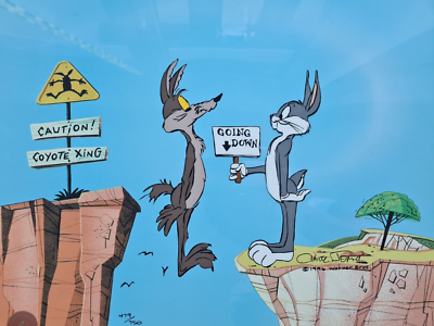 Chuck Jones Coyote Crossing Wile E Coyote Bugs Bunny Farm Cel Hand