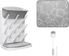 Vertical Bottle Drying Rack, Bottle Brush  Microfiber Drying Mat Bundle, Newbor