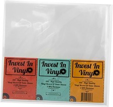 Invest In Vinyl 100 Clear Plastic Protective LP Outer Sleeves 3 Mil. Vinyl