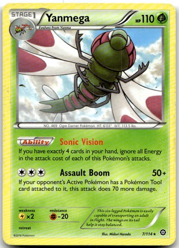 Yanmega 7/114 Rare Steam Siege Pokemon Moderately Played