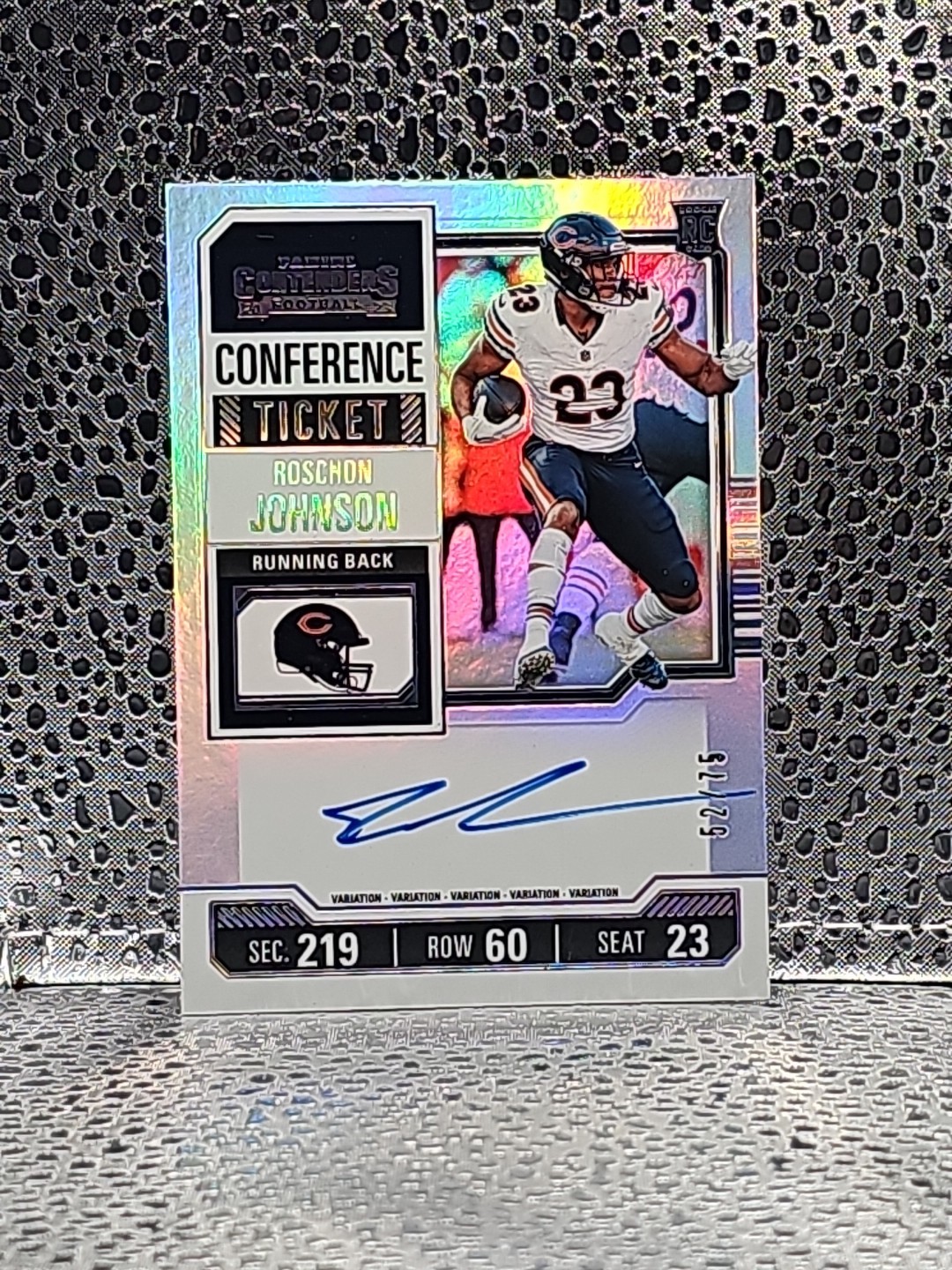 2023 Contenders Conference Ticket Roschon Johnson Rookie Auto #rd /75 Chicago