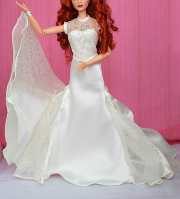 Off white Satin Chiffon Evening Dress Barbie Fashion 30s style Ghost Dance gown