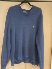 Polo Ralph Lauren Sweater Men's XL Navy Blue Cotton Knit Crewneck Pony Logo