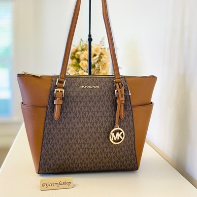 NWT Michael Kors Charlotte Top Zip Tote shoulder bag brown