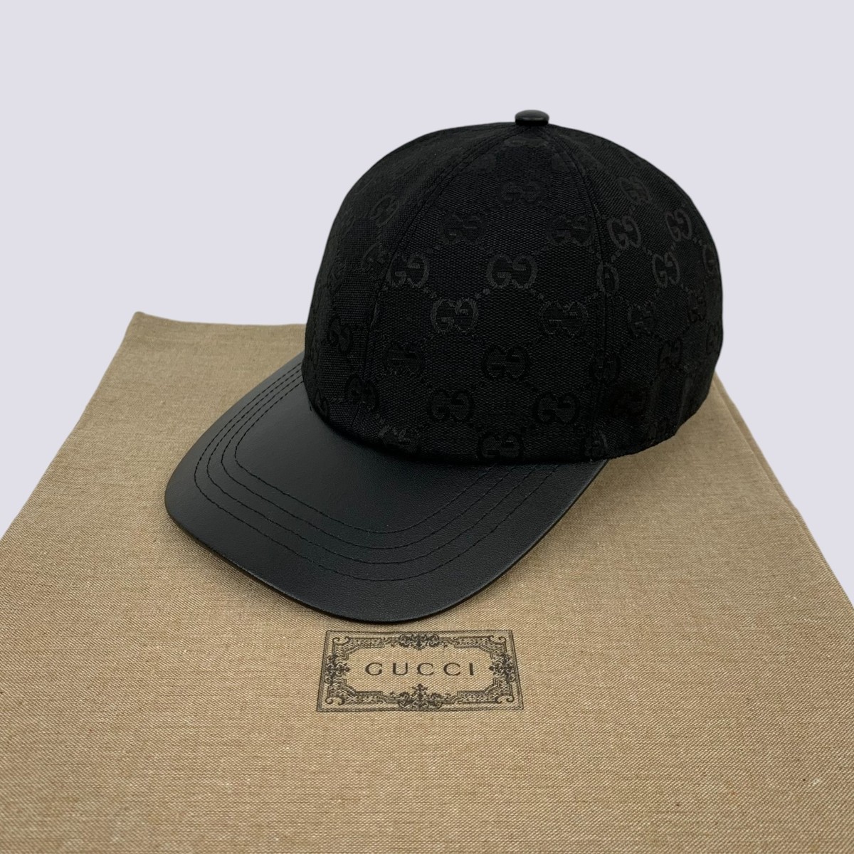 Gucci GG Logo Nylon Adjustable Baseball Cap Black Monogram Unisex $520 Gucci - Casquette en nylon GG main image 3