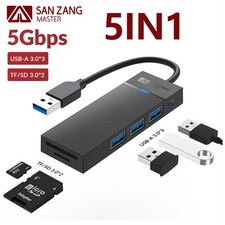 5 IN 1 USB 3.0 Hub Type- A Adapter SD TF Card Reader Ports Ultra Slim Data Hub