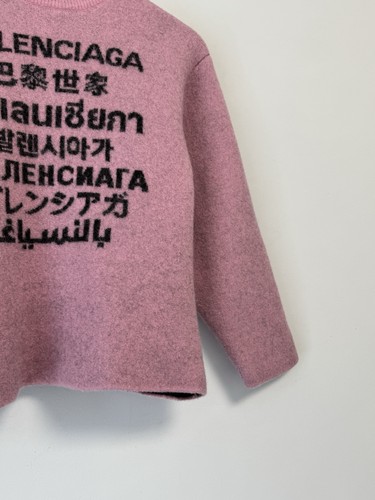 Balenciaga Pink Seven Languages Sweater Women’s Size XS Logo Designer Luxury - Picture 7 of 13