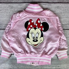 Vintage 1990s Minnie Mouse Chalk Line Satin Bomber Jacket size Toddler 2T