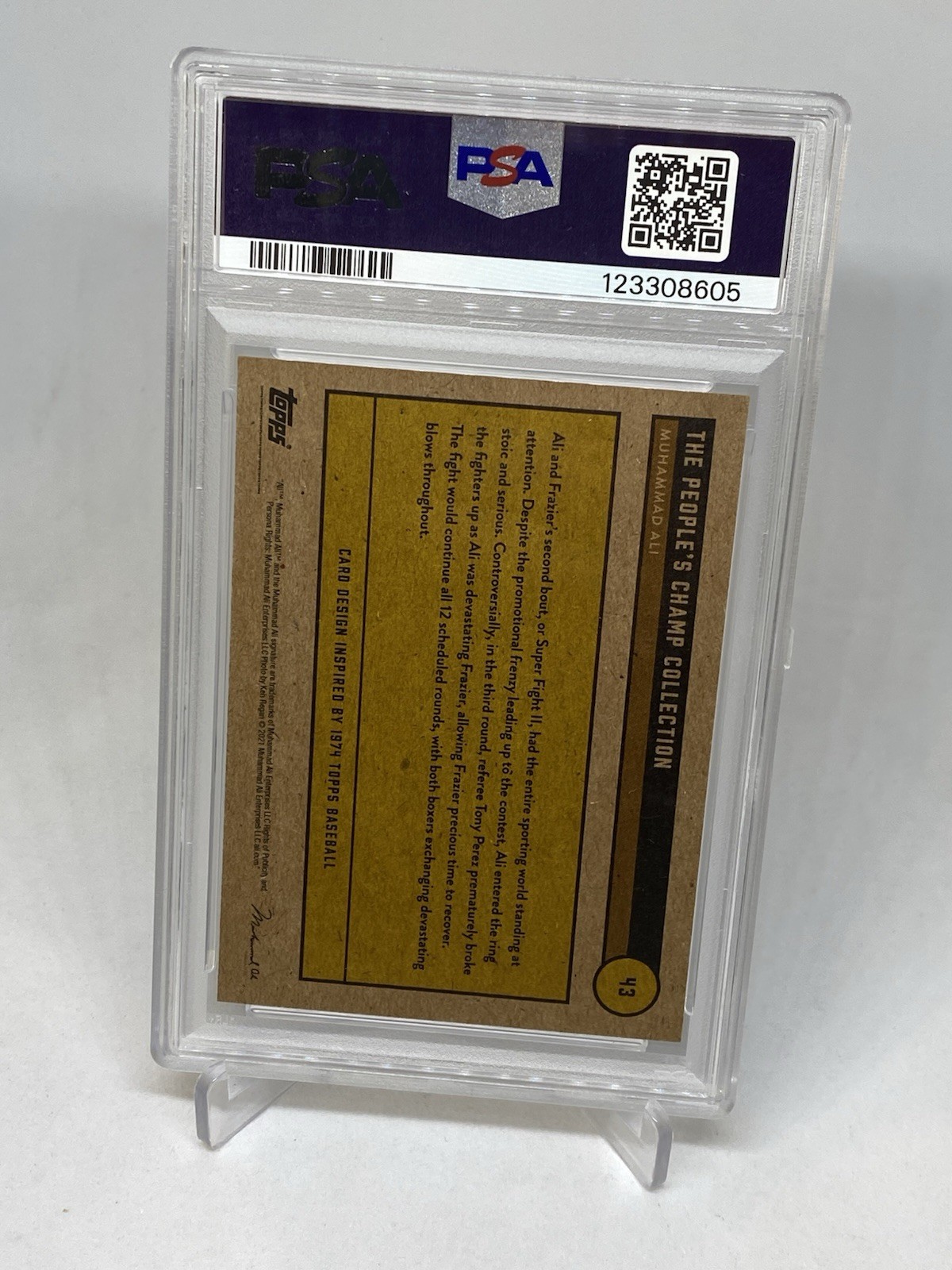 2021 TOPPS MUHAMMAD ALI THE PEOPLE'S CHAMP #43 PSA 10 GEM MT POP 2 view 3