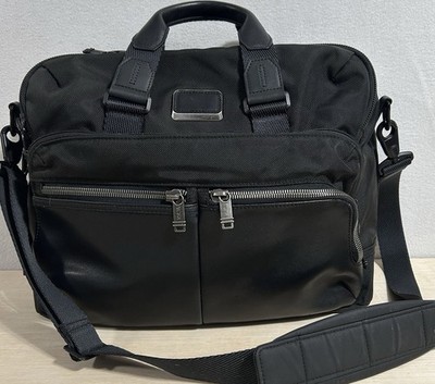 TUMI Alpha Bravo Patterson Commuter Brief Black Nylon Ballistic Leather