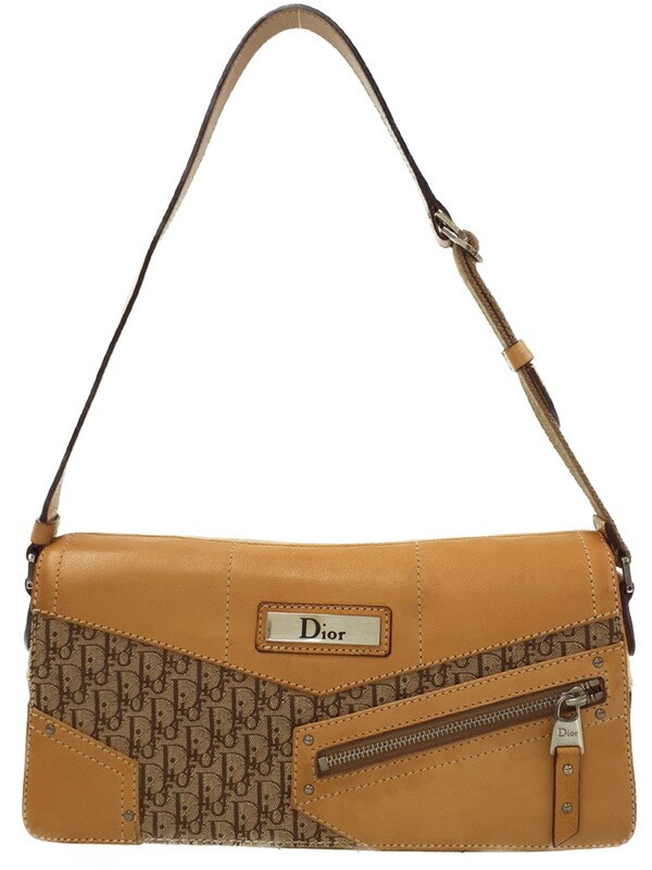 Christian Dior Trotter Pattern Leather Semi-Shoulder Bag