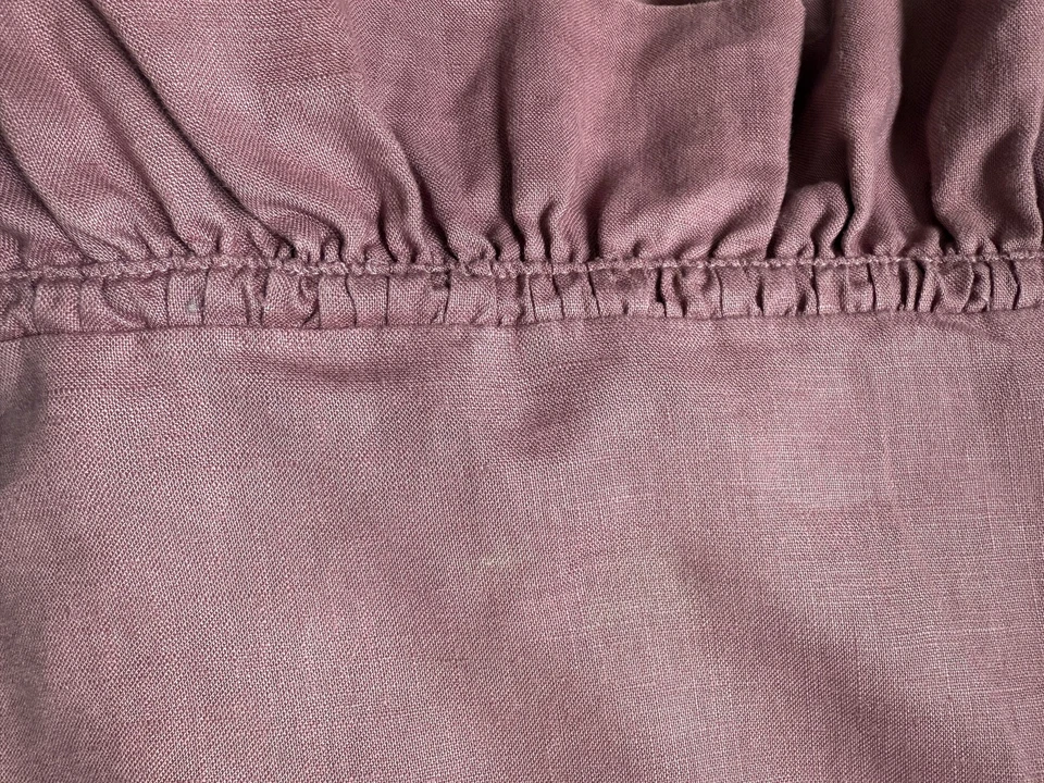 2 fundas Euro Pottery Barn con volantes 100 % lino malva púrpura casa de campo Foto 3 de 4