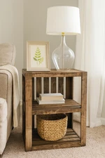 Nightstand | Rustic Wooden End Table | Stylish Storage for Living Room & Bedroom