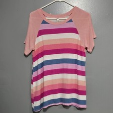 Made In Usa Womens Striped Short Sleeve Top Size Medium
