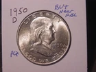 1950-D FRANKLIN HALF BU + NEAR FBL ORIGINAL COLOR POPULAR BETTER DATE SHIPS FREE