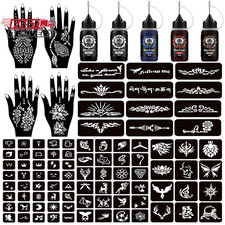 Moricher Henna Tattoo Kit Temporary Tattoo Kits 5 Cones 96 Stencils Gifts for DI