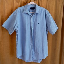 Ralph Lauren Blake Men's XL Blue White Plaid Button Down Short Sleeve Shirt