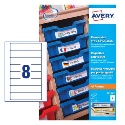 Avery UK Abnehmbares Fach & Datei Etiketten Abnehmbare Etiketten 155 x 35 mm Weiß Packung 64