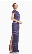 JS Collections Linda Cap Sleeve Column Gown Blue Size 10 NWT 268 MSRP