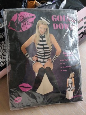 Damen Gefangener Verkleidung Outfit UK 8-10 Down Rollenspiel Brandneu ohne Etikett - C160