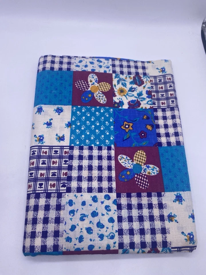 Tela Vintage Patchwork Floral Cuadros Guinga Azul Country Primitivo 1.7 Yardas Foto 2 de 4