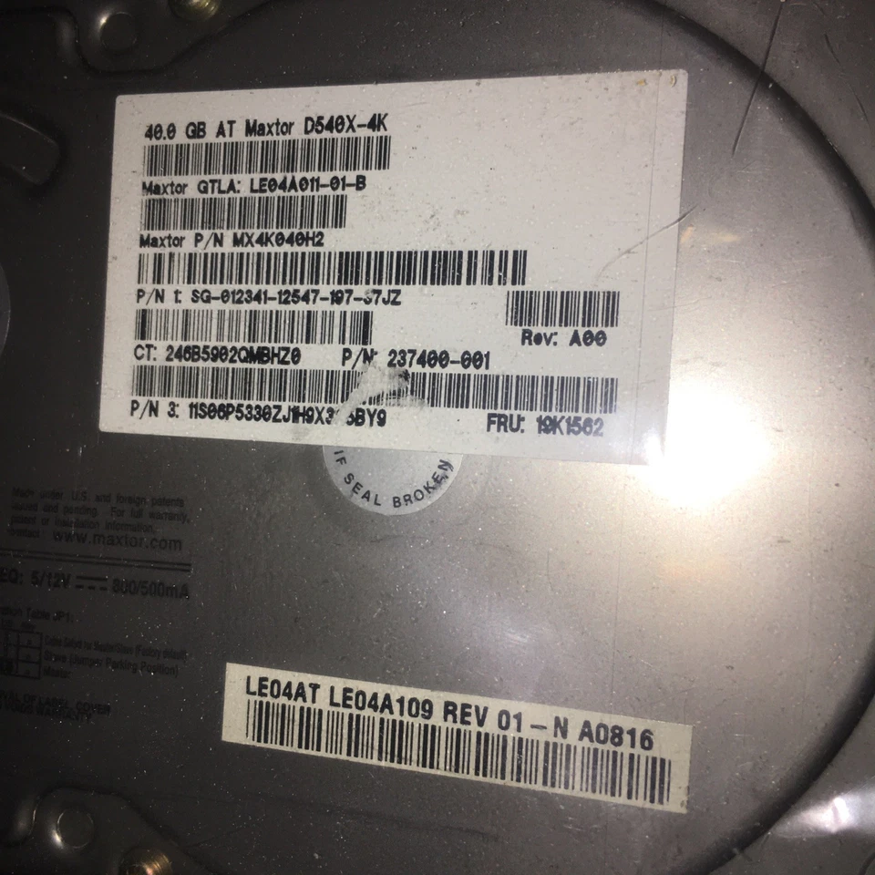 Maxtor 40GB Hard Disk Drive D740X-6L IDE MX6L040J2 New Sealed Untested - Image 3 of 4