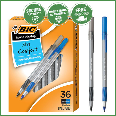 BIC ROUND STIC GRIP XTRA COMFORT PENS Ballpoint Assorted Writing Stationery