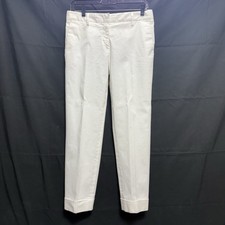 PRADA Womens White Cotton Cuffed Trousers Pants Size 42 US 6 Made in Italy