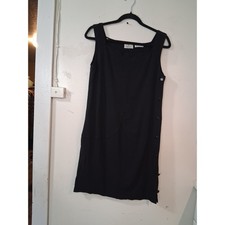 Valentino Boutique Black Crepe Sleeveless Side Button Shift Dress Italy Size 10