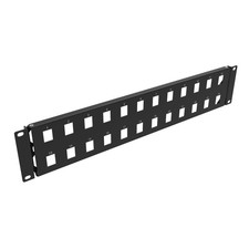 2U Hinged 24-Port Blank Keystone Patch Panel Metal 19 Inch Rackmount Black