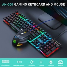 Wired gaming keyboard floating keycap rainbow backlit keyboard and mouse set