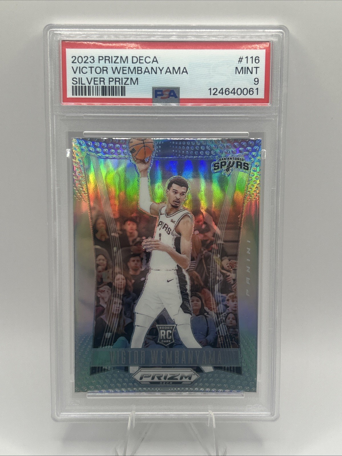 2023-24 Panini Prizm Deca - Victor Wembanyama #116 Silver Prizm (RC) PSA 9