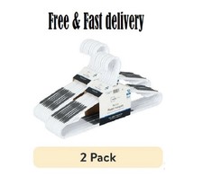  2 pack Non-Slip Clothes Hangers, 10 Pack, White, Durable Plastic, TPE Strips