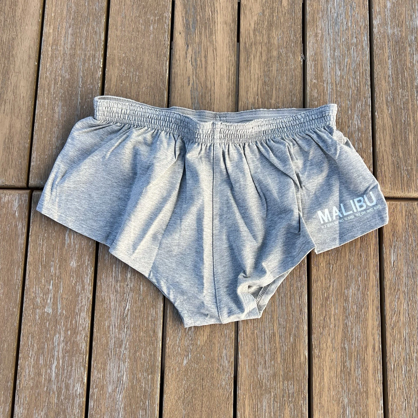 JJ Malibu mens Grey stretch-it 2" booty short shorts size M L
Opens in a new window or tab